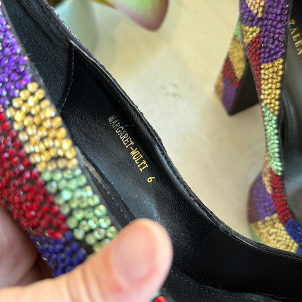 AZALEA WANG Margaret Multi Rhinestone Platform Heels Party Colorful WOMEN 6 - Picture 9 of 12